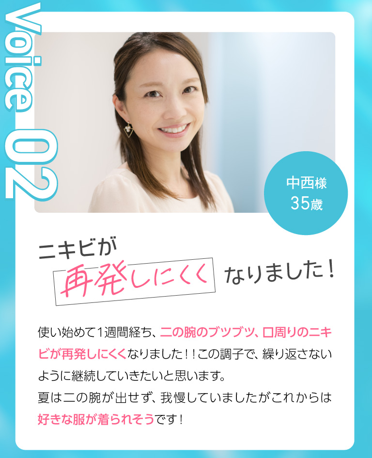 ニキビが再発しにくくなりました！